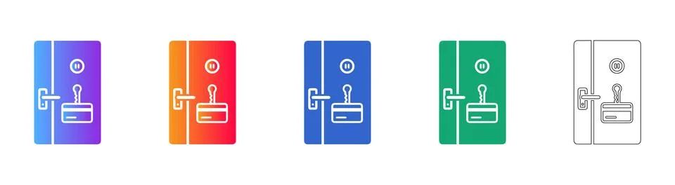 Five Security Door Access Icons 스톡 일러스트