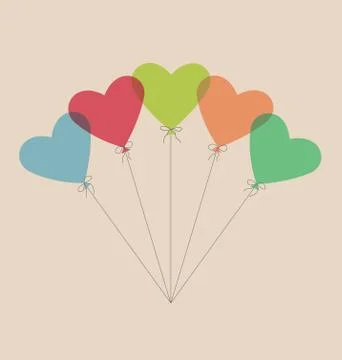 Five simple air balls in the shape of a heart isolated on beige Stock Illustration
