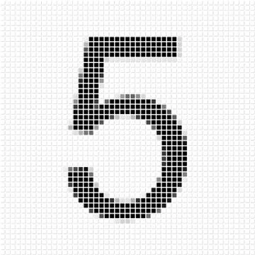 Five. Simple geometric pattern of black squares in number five Illustrazione stock