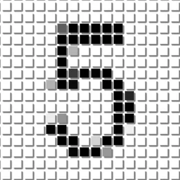Five. Simple geometric pattern of black squares in number five Stock Illustration
