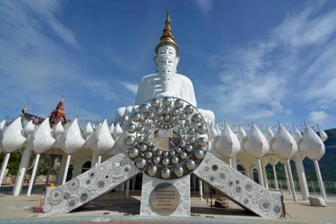 Five sitting Buddhas statue on blue sky, is a Buddhist monastery and temple i Stock Photos
