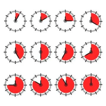 Five to Sixty Minutes Stop Watch Illustration, stock vector Stock Illustration