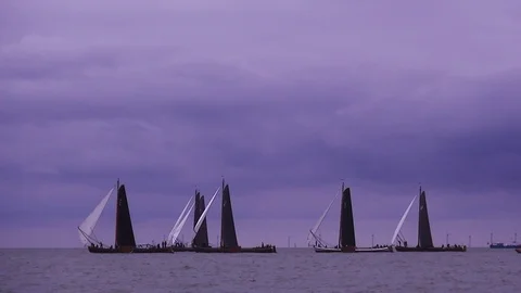 Five Skutjes for the wind in the race. Stock Footage 120687286