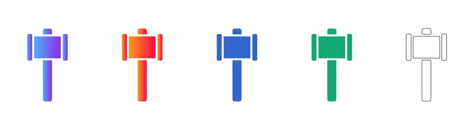 Five Sledgehammer Tool Icons Vector Illustration Illustrazione stock
