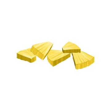 Five small triangle slices of pineapple. Juicy and tasty tropical fruit Illustrazione stock