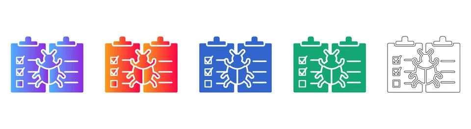 Five Software Bug Report Icons Stock-Illustration