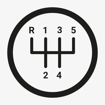 Five speed manual gear shift vector icon Stock Illustration