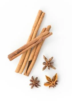 Five-spice ingredient on white background Stock Photos