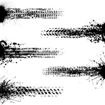 Five splash tire silhouettes Stock Illustration