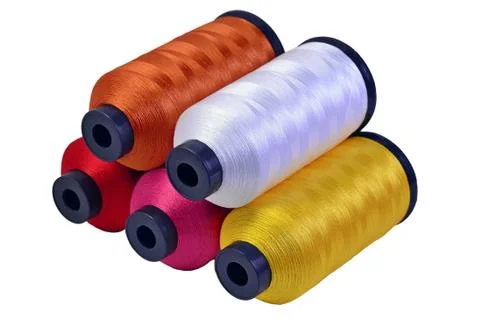 Five spools of threads Stock Photos