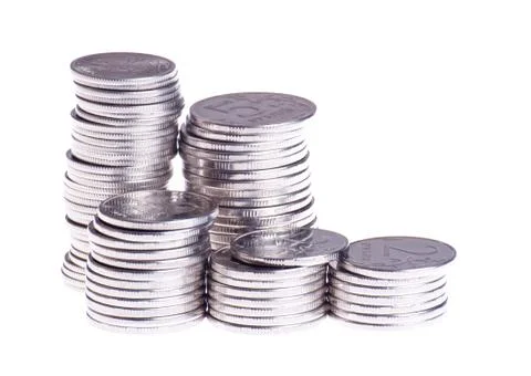 Five stacks of coins Stock Photos