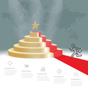 Five staircase strategy steps go to be the star, Vector infographics Illustrazione stock