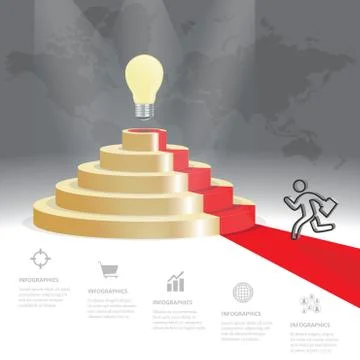 Five staircase strategy steps go to be the creativity, Vector infographics Stock Illustration