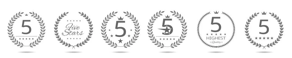 Five star badge set Stock Illustration