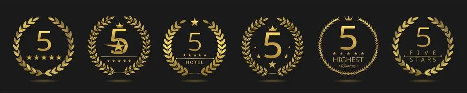 Five star badge set Stock Illustration