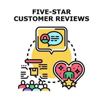 Five star customer reviews evaluating service rating Stock Illustration