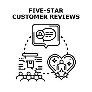 Five star customer reviews evaluating service rating Stock Illustration