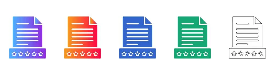 Five Star Document File Icons Set Stock Illustration