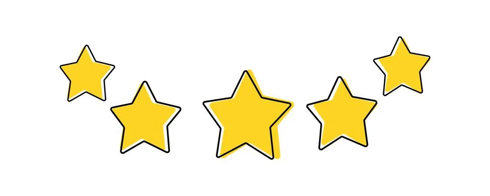 Five star doodle. Hand drawn quality, review yellow five star illustration... Stock-Illustration