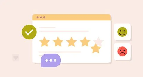 Five star feedback and clients choosing satisfaction rating concept. Illustration