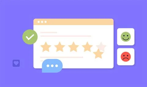 Five star feedback and clients choosing satisfaction rating concept. Illustration