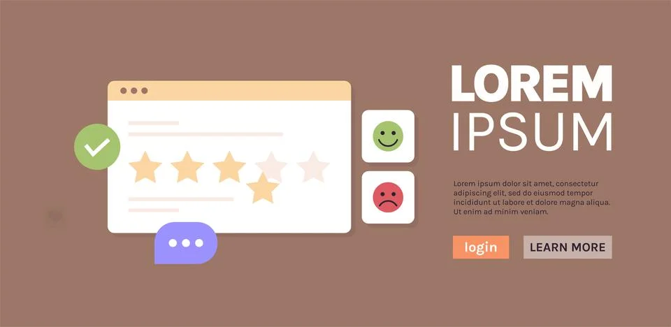 Five star feedback and clients choosing satisfaction rating concept. Illustration