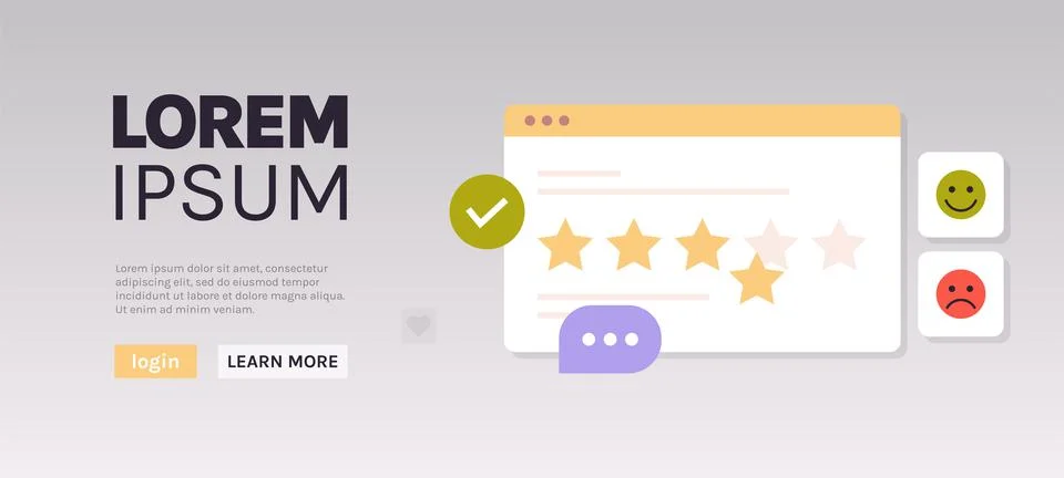 Five star feedback and clients choosing satisfaction rating concept. Illustration