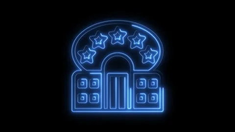 Five star hotel building neon glow animation luxury accommodation concept design Vídeos de archivo 322972151