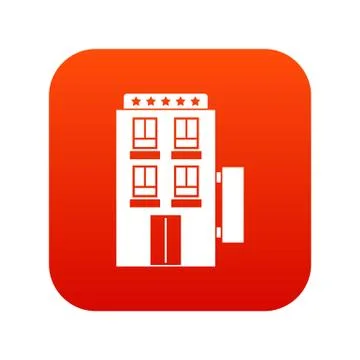 Five star hotel icon digital red Ilustración de archivo