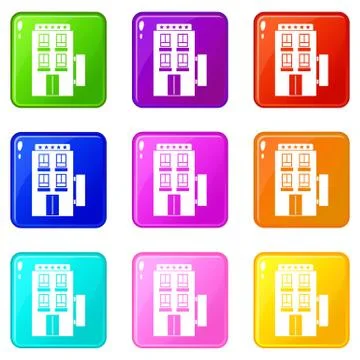 Five star hotel icons 9 set Ilustración de archivo