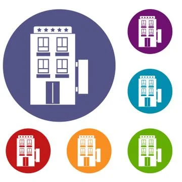 Five star hotel icons set Ilustración de archivo