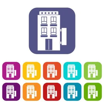 Five star hotel icons set Ilustración de archivo