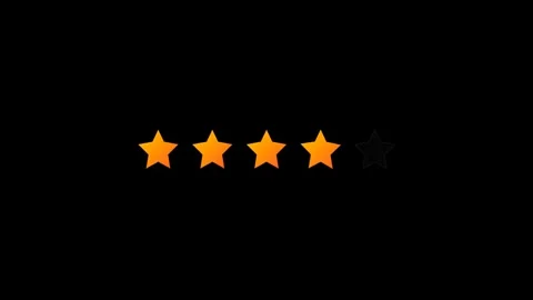Five star rating animation on black background. 4K Video stock 341694872