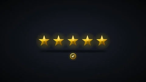 Five star rating animation with glowing gold stars and checkmark success sy.. Stock Footage 337567160