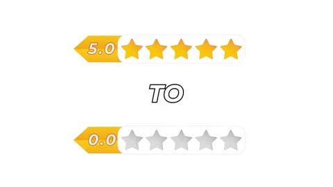 Five star rating animation increasing from 0 to 5 with gold stars 動画素材 327059786