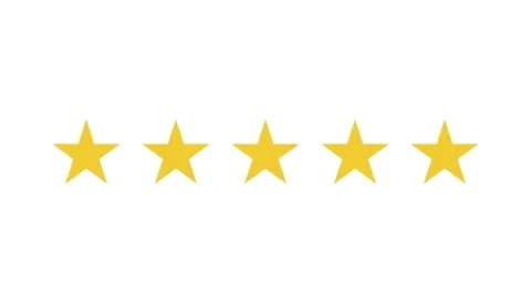 Five star rating animation showing customer review and feedback on white Stock Footage 334931210