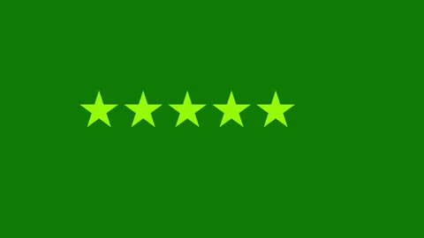 Five star rating customer feedback on Green screen Animation. Animated gold star Stock Footage 317050852