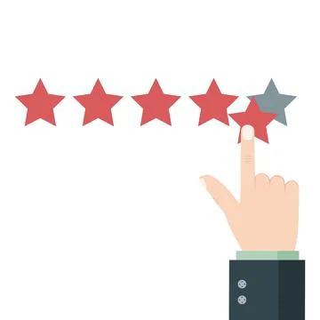 Five star rating. Customer feedback on product quality. Best result. Good ser Stock Illustration