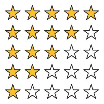 Five star rating. Isolated badges for website or app - stock infographics. Ve Stock Illustration