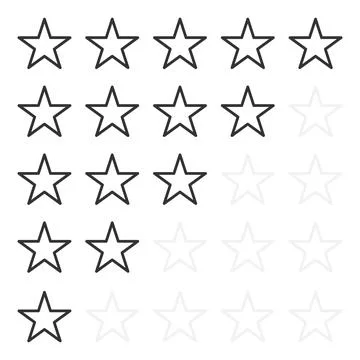 Five star rating. Isolated badges for website or app - stock infographics. Ve Stock Illustration