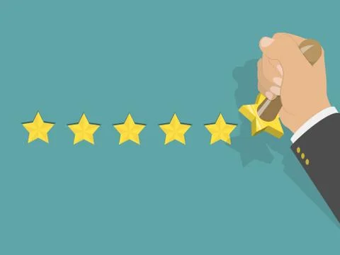 Five star rating isometric vector illustration. Stock Illustration