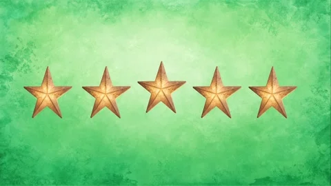 Five Star Rating with Jump and Fall Motion on Stylish Green Background Stock Footage 314986501