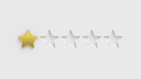 Five star rating. One of the five gold rating stars on a white background. Ra Stock Photos