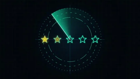 Five Star Rating Radar Scan Animation for Digital Feedback and Achievement .. Video stock 346871528