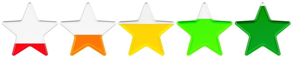 Five-star rating scale. Customer feedback or product experience bad, poor, .. Stock Illustration