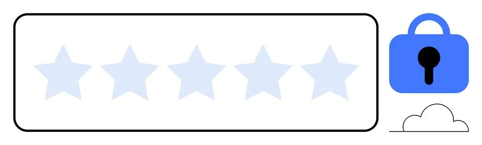 Five-Star Rating System with Secure and Protected Cloud Data Storage Illustrazione stock