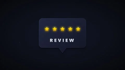 Five-star review rating animation: glowing gold stars for customer feedback.. Stock-Footage 337566188