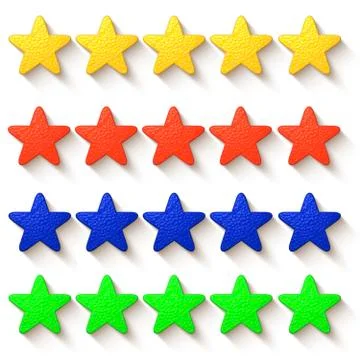 Five stars colored with drop shadow Illustrazione stock