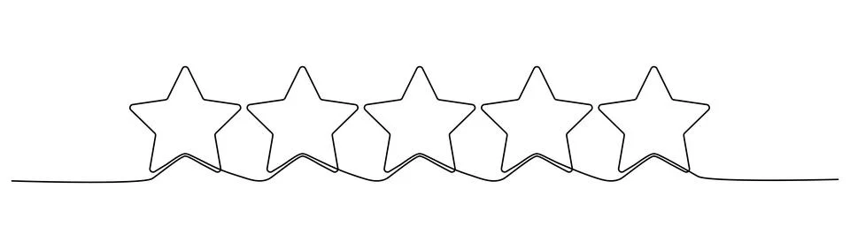 Five stars continuous line drawing. Stock Illustration