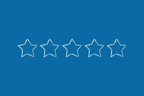 Five stars for evaluation on a blue background Stock Illustration